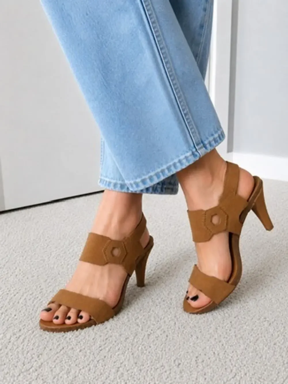 Pedro Garcia Spain Brown Suede Cutout Heeled Sandals Size 8 Designer Y2K Boho